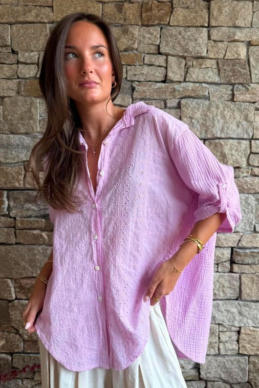 Pia Pillow Cotton Embroidered Tile Classic Shirt Candy